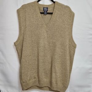 John Blair mens tan sleeveless knit v-neck grandpa sweater vest size XL
